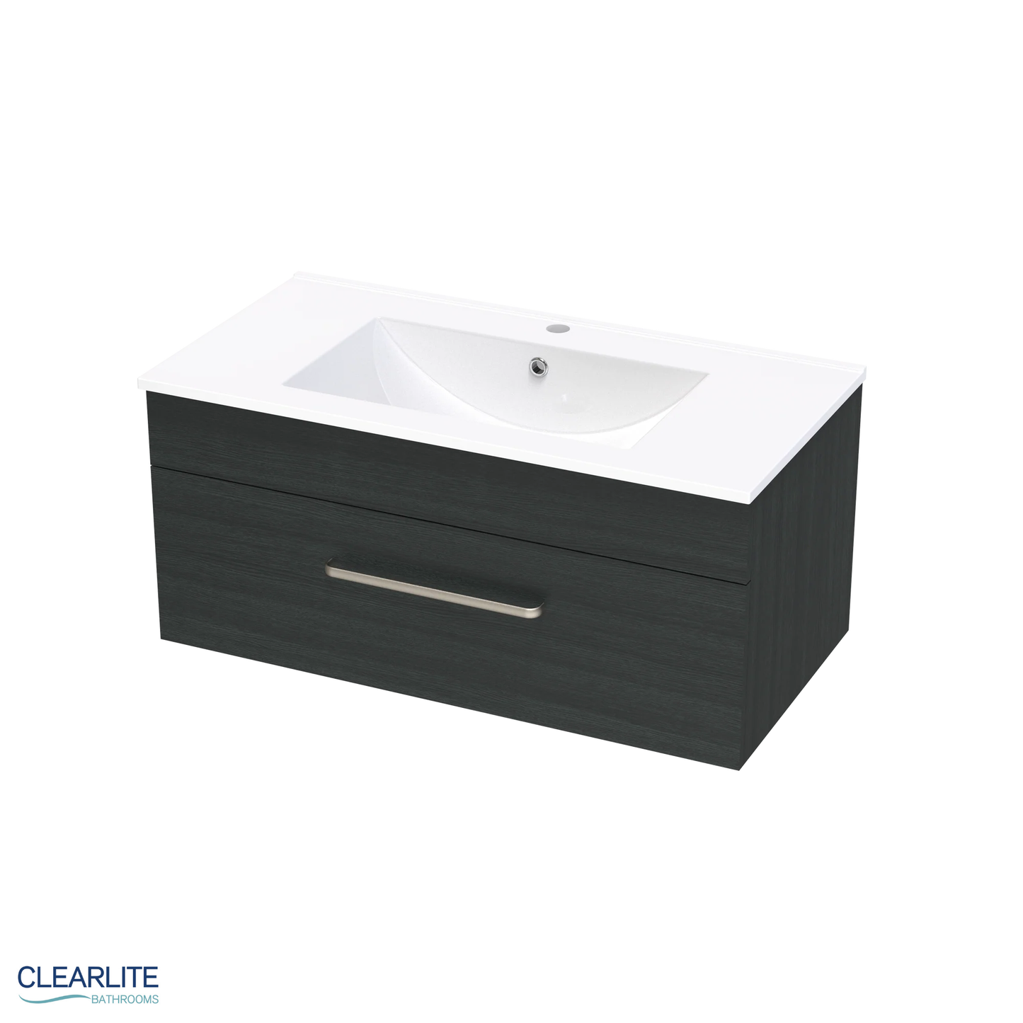 Clearlite Pacific Single Drawer Wall Hung Vanity 900mm - Available in 3 Colours