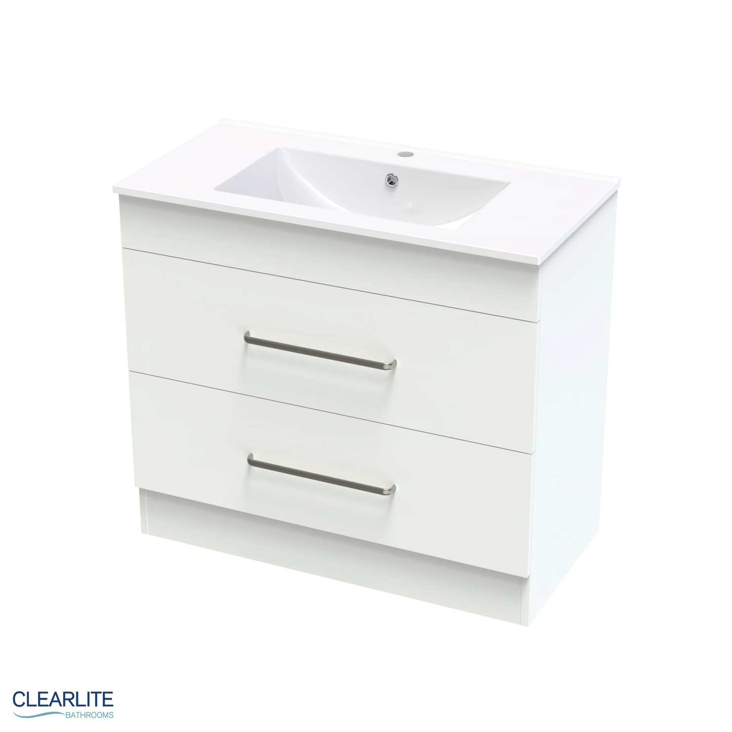 Clearlite Pacific Double Drawer Floor Standing Vanity 900mm - Available in 3 Colours