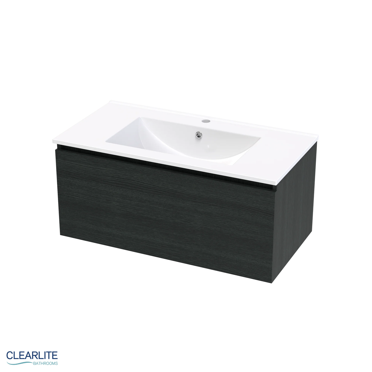 Clearlite Pacific Rise Single Drawer Wall Hung Vanity 900mm - Available in 3 Colours