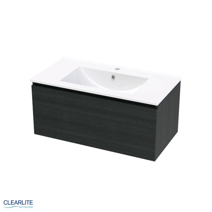 Clearlite Pacific Rise Single Drawer Wall Hung Vanity 900mm - Available in 3 Colours