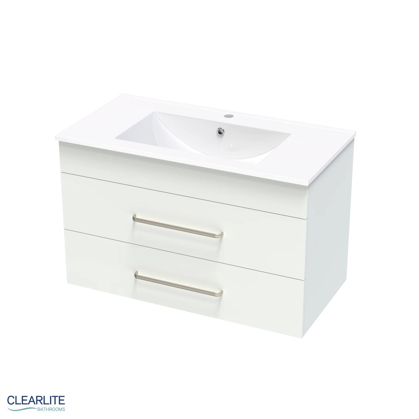 Clearlite Pacific Double Drawer Wall Hung Vanity 900mm - Available in 3 Colours