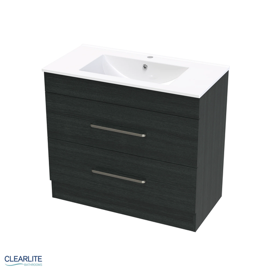 Clearlite Pacific Double Drawer Floor Standing Vanity 900mm - Available in 3 Colours