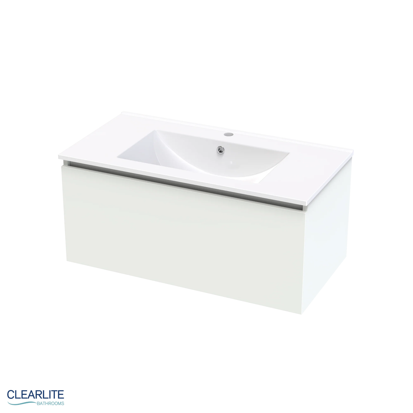 Clearlite Pacific Rise Single Drawer Wall Hung Vanity 900mm - Available in 3 Colours