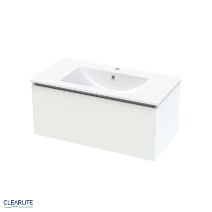 Clearlite Pacific Rise Single Drawer Wall Hung Vanity 900mm - Available in 3 Colours
