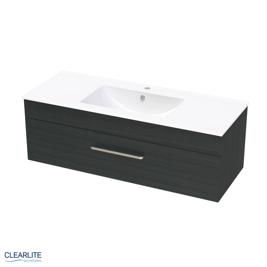 Clearlite Pacific Single Drawer Wall Hung Vanity 1200mm - Available in 3 Colours