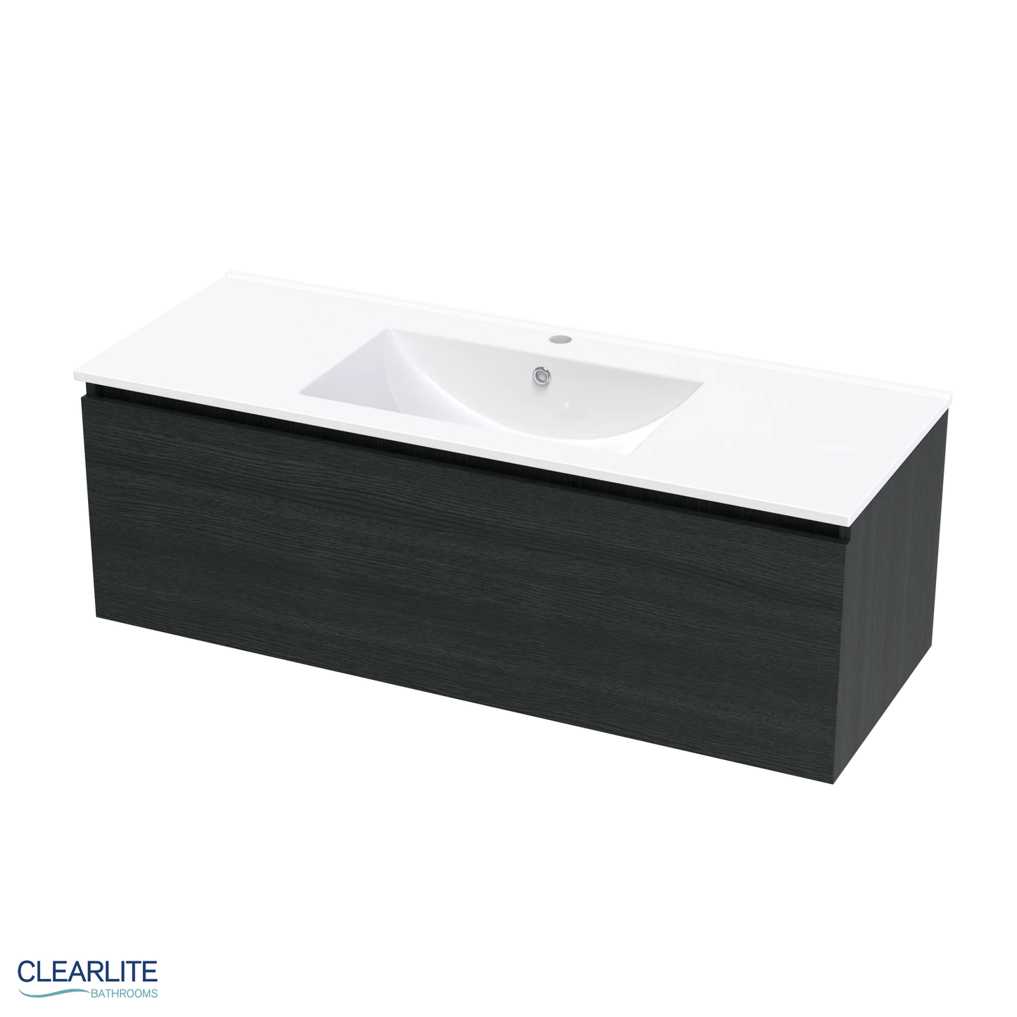 Clearlite Pacific Rise Single Drawer Wall Hung Vanity 1200mm - Available in 3 Colours