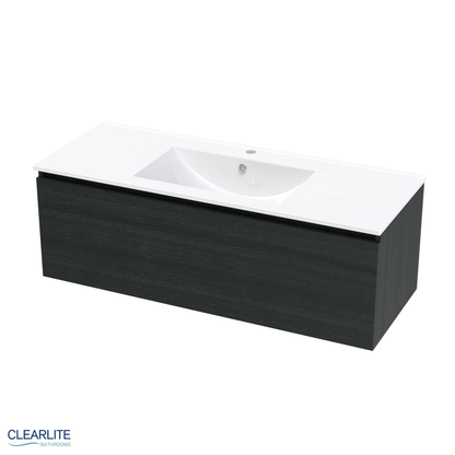 Clearlite Pacific Rise Single Drawer Wall Hung Vanity 1200mm - Available in 3 Colours