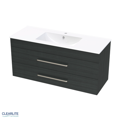 Clearlite Pacific Double Drawer Wall Hung Vanity 1200mm - Available in 3 Colours