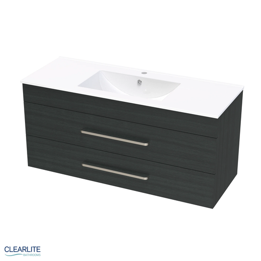Clearlite Pacific Double Drawer Wall Hung Vanity 1200mm - Available in 3 Colours