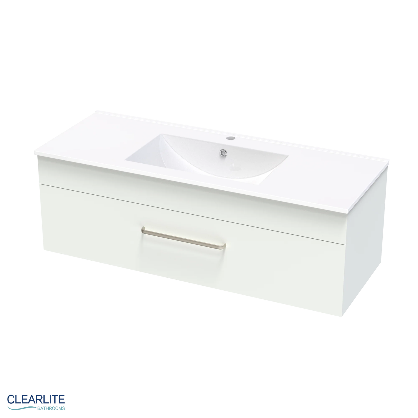 Clearlite Pacific Single Drawer Wall Hung Vanity 1200mm - Available in 3 Colours