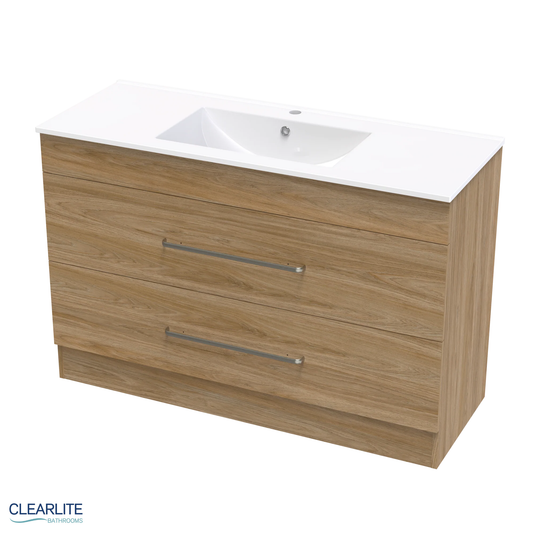 Clearlite Pacific Double Drawer Floor Standing Vanity 1200 - Available in 3 Colours