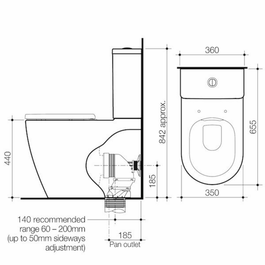 Caroma Urbane II CleanFlush Wall Faced Close Coupled Toilet Suite (with GermGard)