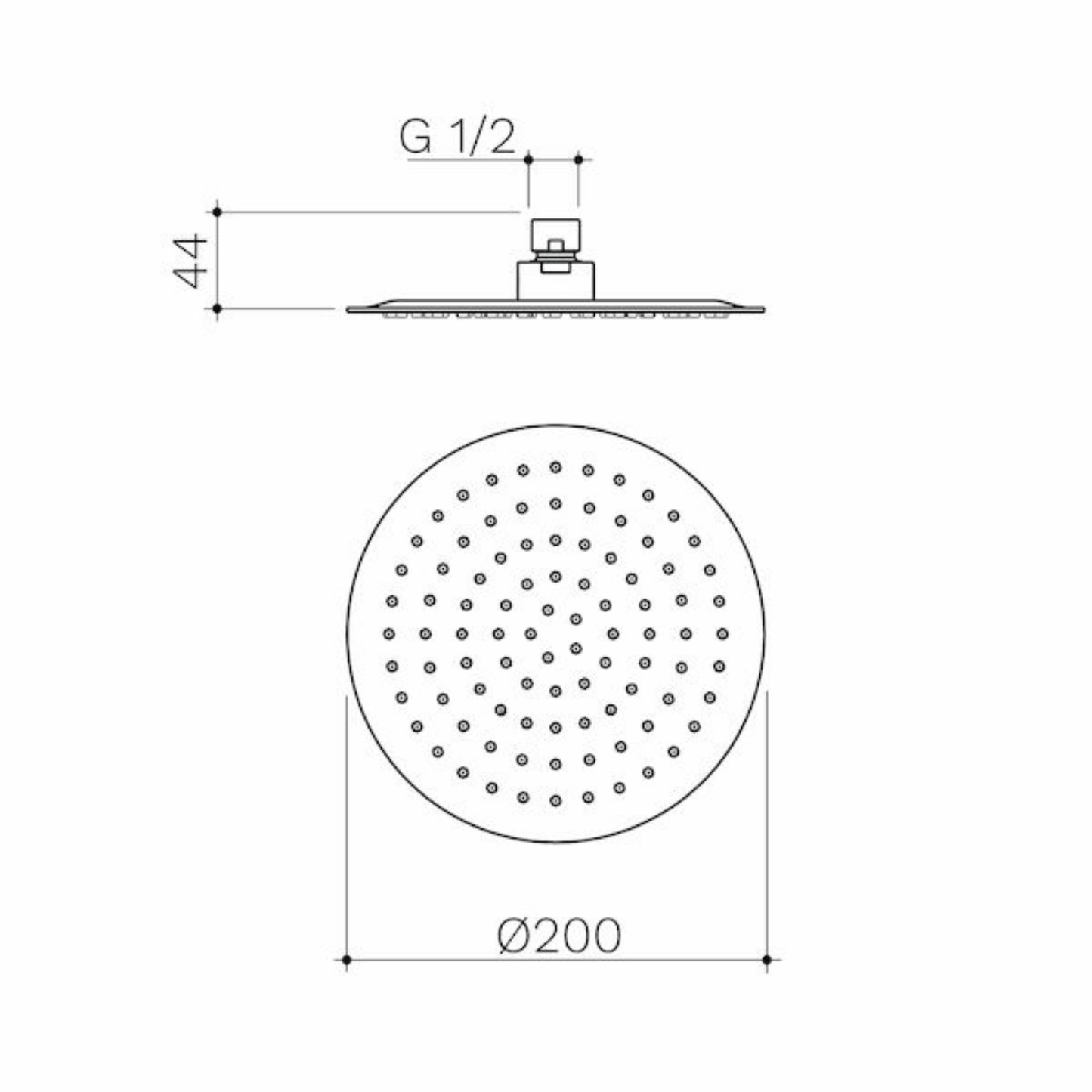 Caroma Round Rain Shower 200mm | Available in 5 Colours