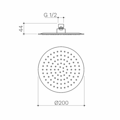 Caroma Round Rain Shower 200mm | Available in 5 Colours