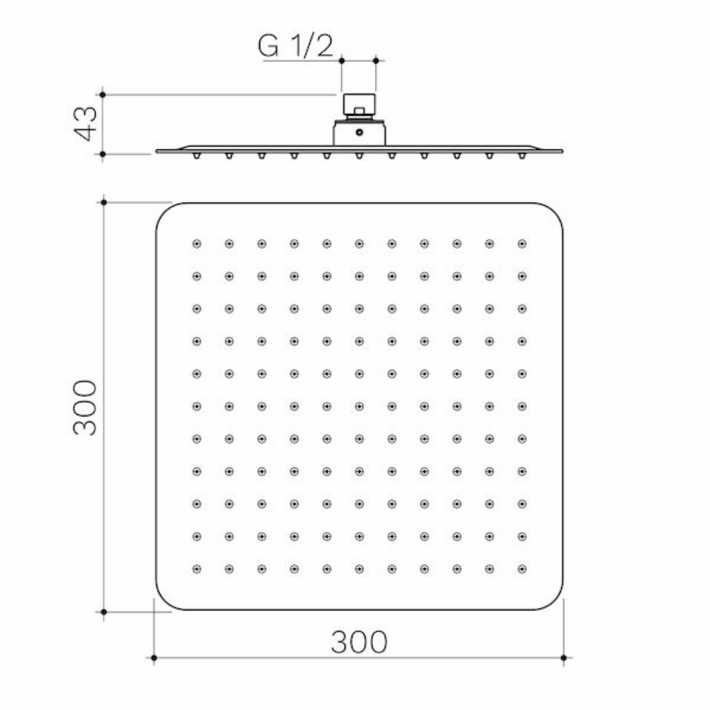 Caroma Square Rain Shower 300mm | Available in 5 Colours