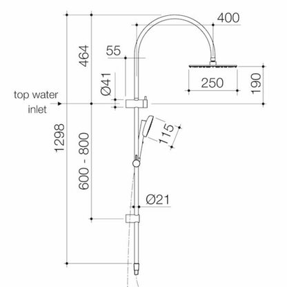 Caroma Contura II Rail Shower with Overhead | Available in 5 Colours