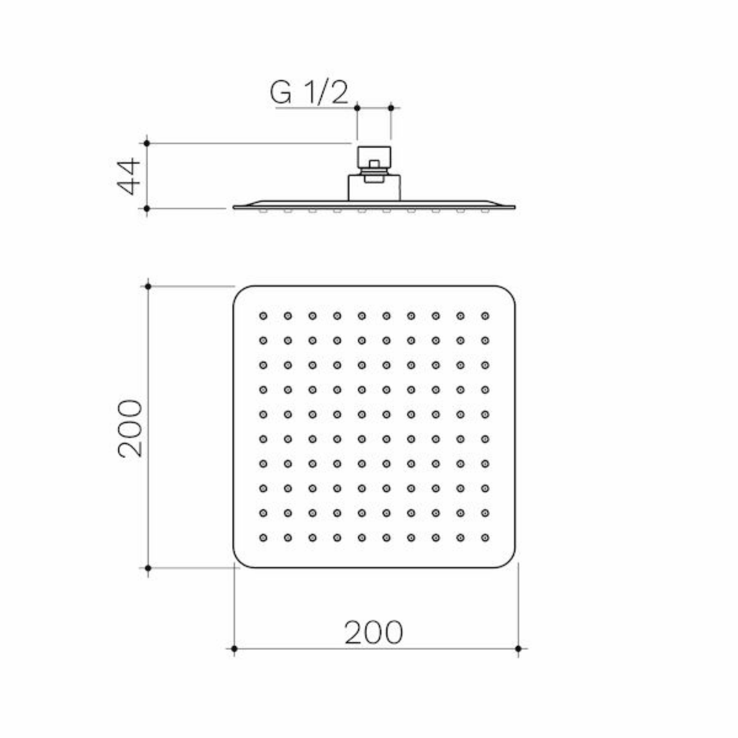 Caroma Square Rain Shower 200mm | Available in 5 Colours