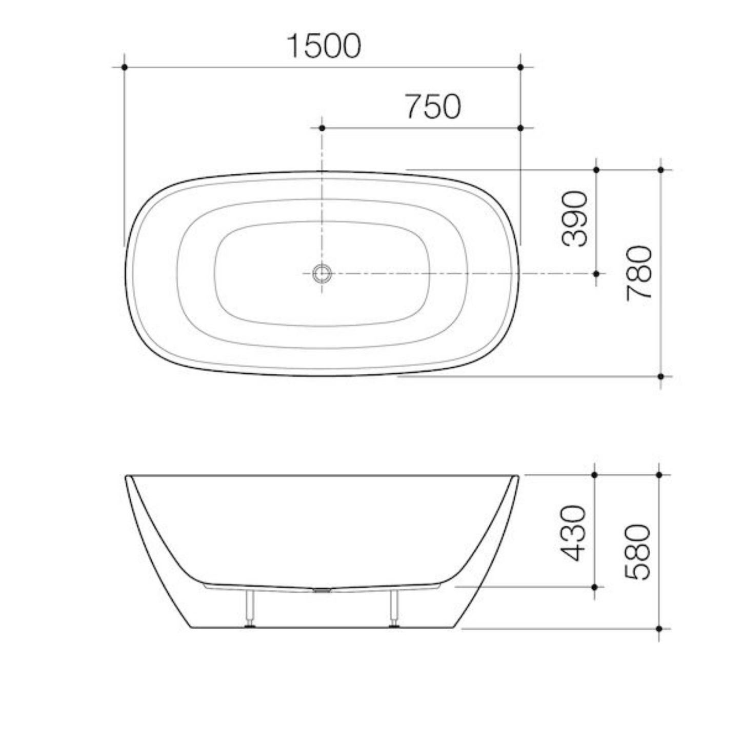 Caroma Contura II Freestanding Bath 1500mm | Available in 3 Colours