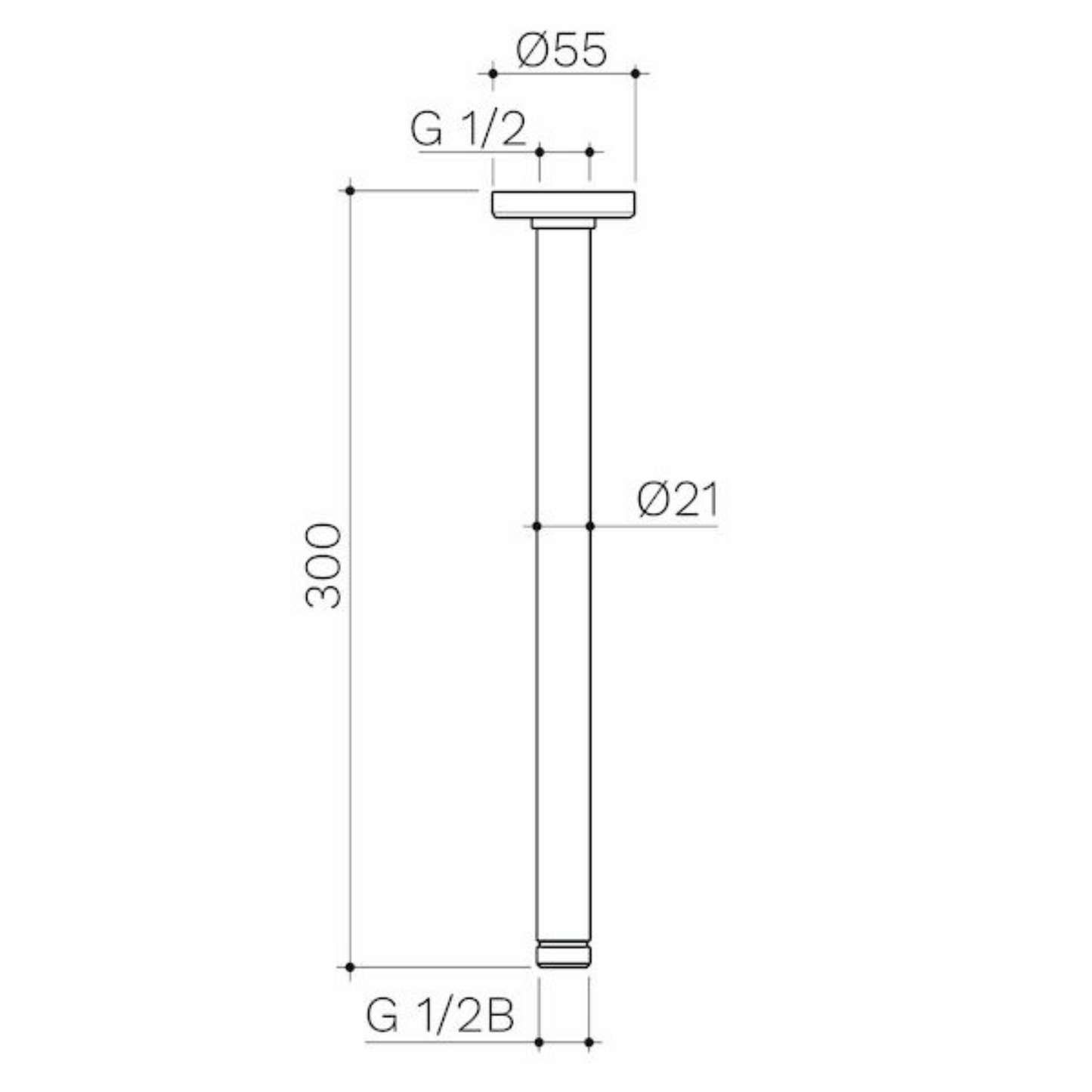 Caroma Ceiling Shower Arm 300mm | Available in 6 Colours