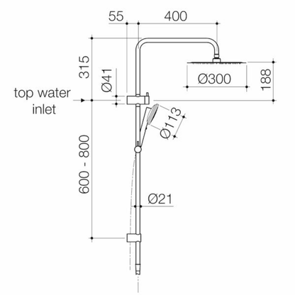 Caroma Urbane II Rail Shower with 300mm Overhead | Available in 5 Colours