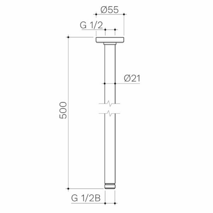 Caroma Ceiling Shower Arm 500mm | Available in 6 Colours