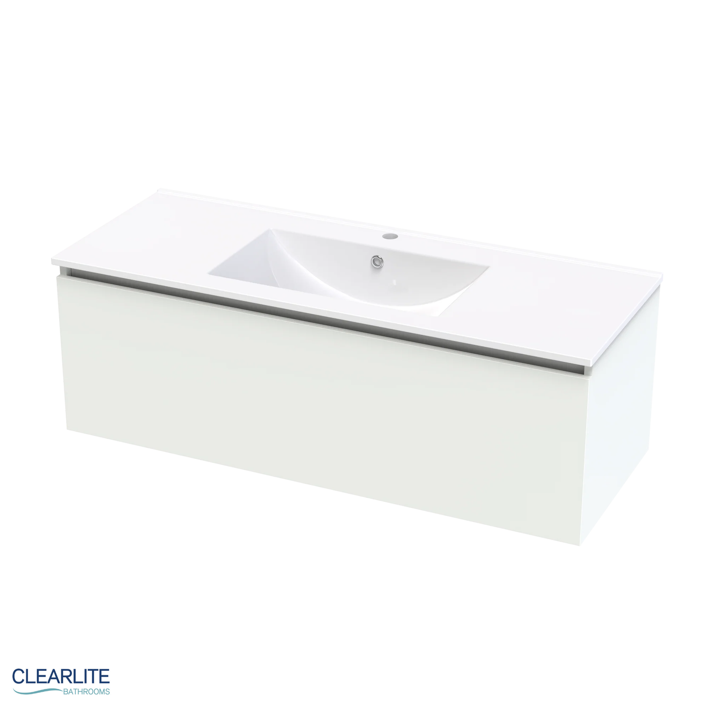 Clearlite Pacific Rise Single Drawer Wall Hung Vanity 1200mm - Available in 3 Colours