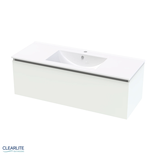 Clearlite Pacific Rise Single Drawer Wall Hung Vanity 1200mm - Available in 3 Colours