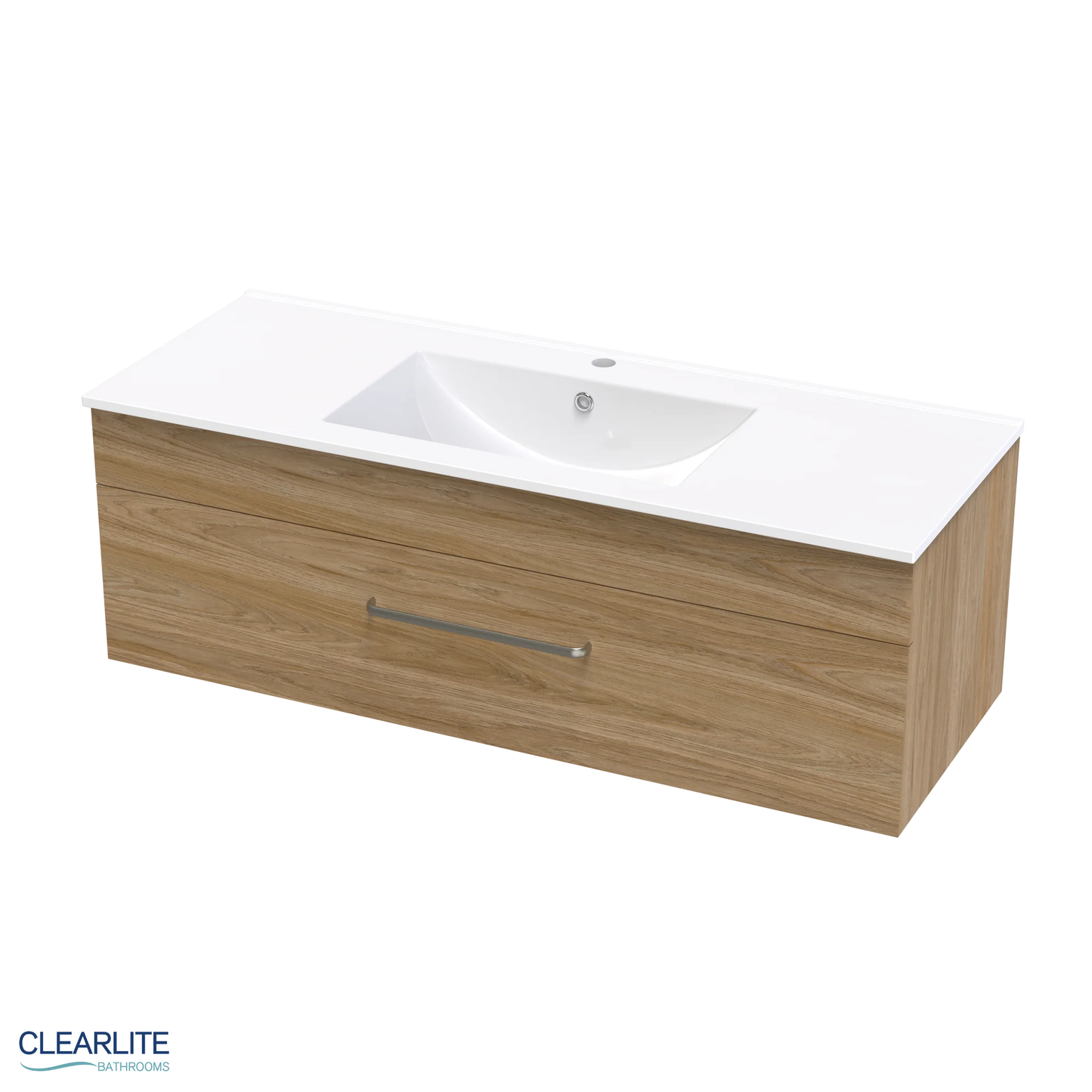 Clearlite Pacific Single Drawer Wall Hung Vanity 1200mm - Available in 3 Colours