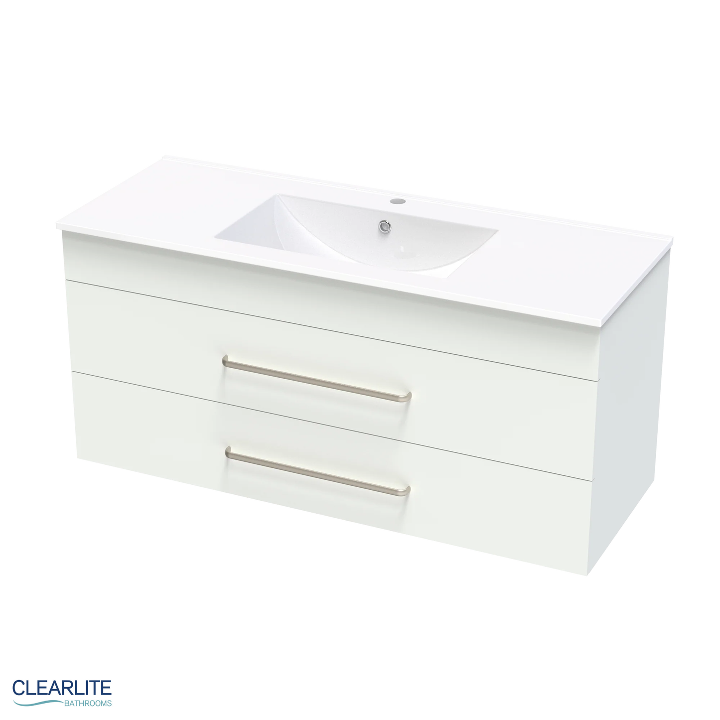 Clearlite Pacific Double Drawer Wall Hung Vanity 1200mm - Available in 3 Colours