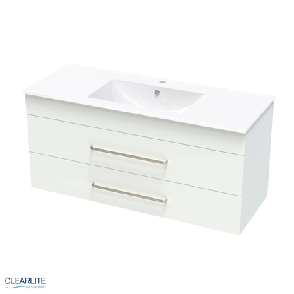 Clearlite Pacific Double Drawer Wall Hung Vanity 1200mm - Available in 3 Colours
