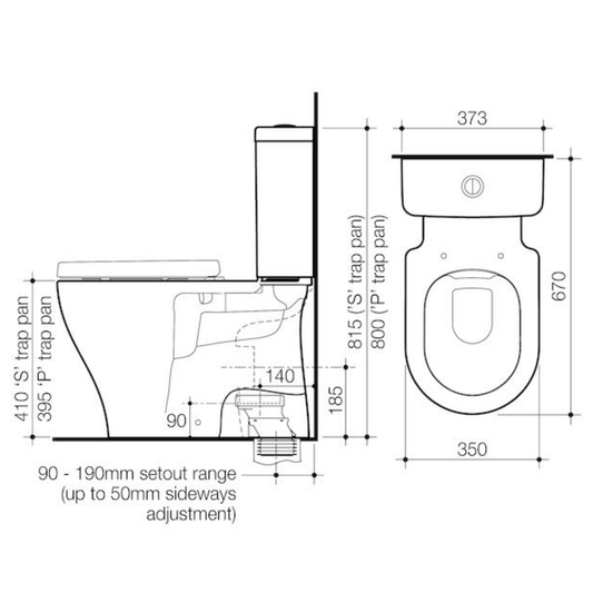 Caroma Luna Cleanflush Close Coupled Toilet Suite | (P-Trap)
