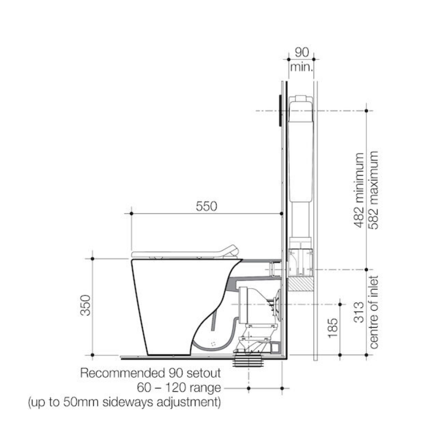 Caroma Liano Junior Cleanflush Invisi Series II Wall Faced Toilet Suite