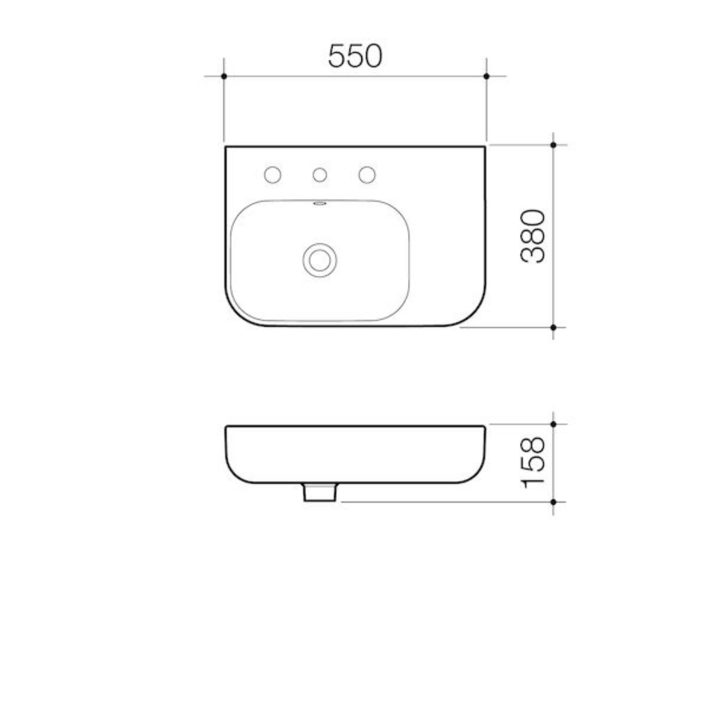 Caroma Luna Shelf Wall Basin | 550 x 380mm