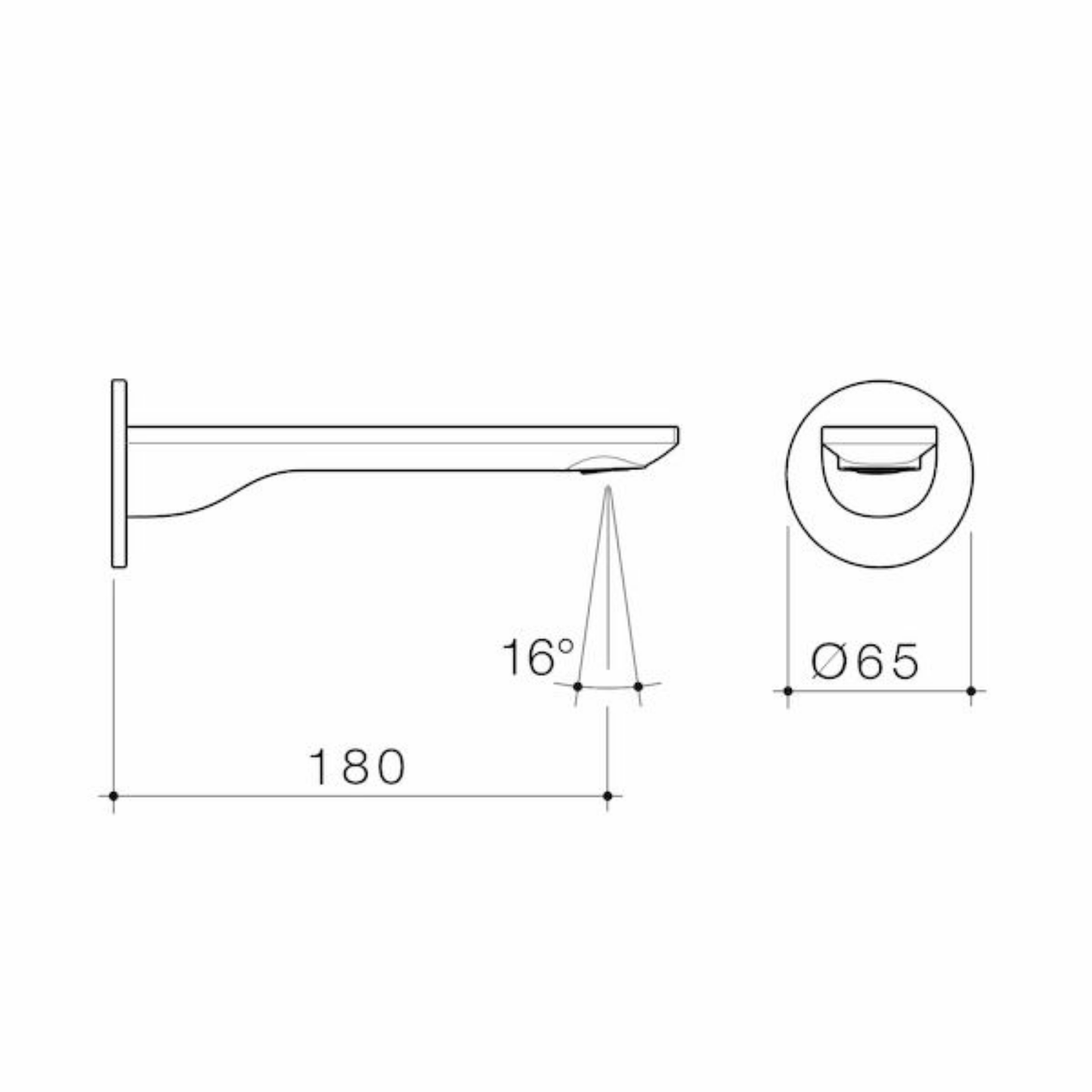 Caroma Urbane II Basin/Bath Spout (Round Cover Plate) 180mm - Available in 5 Colours