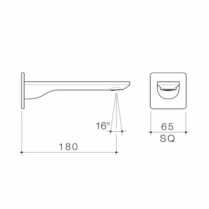 Caroma Urbane II Basin/Bath Spout (Square Cover Plate) 180mm - Available in 5 Colours