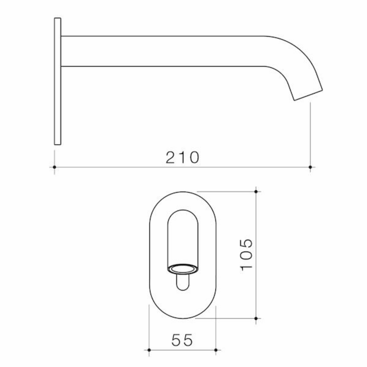 Caroma Liano II Sensor Wall Outlet 210mm | Available in 5 Colours