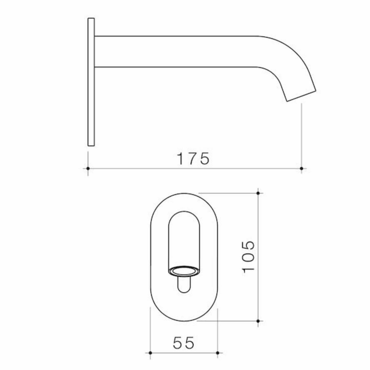 Caroma Liano II Sensor Wall Outlet 175mm | Available in 5 Colours