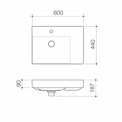 Caroma Urbane II Right Hand Shelf Wall Basin | 600 x 440mm