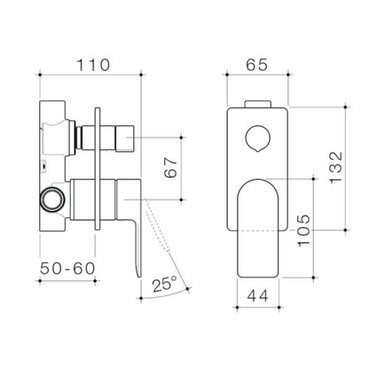 Caroma Urbane II Bath/Shower Diverter Mixer (Rectangular Cover Plate) - Available in 5 Colours