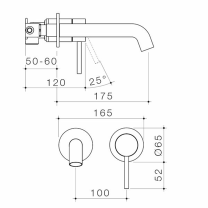 Caroma Liano II Wall Basin/Bath Mixer (2 x Cover Plates) 175mm - Available in 6 Colours