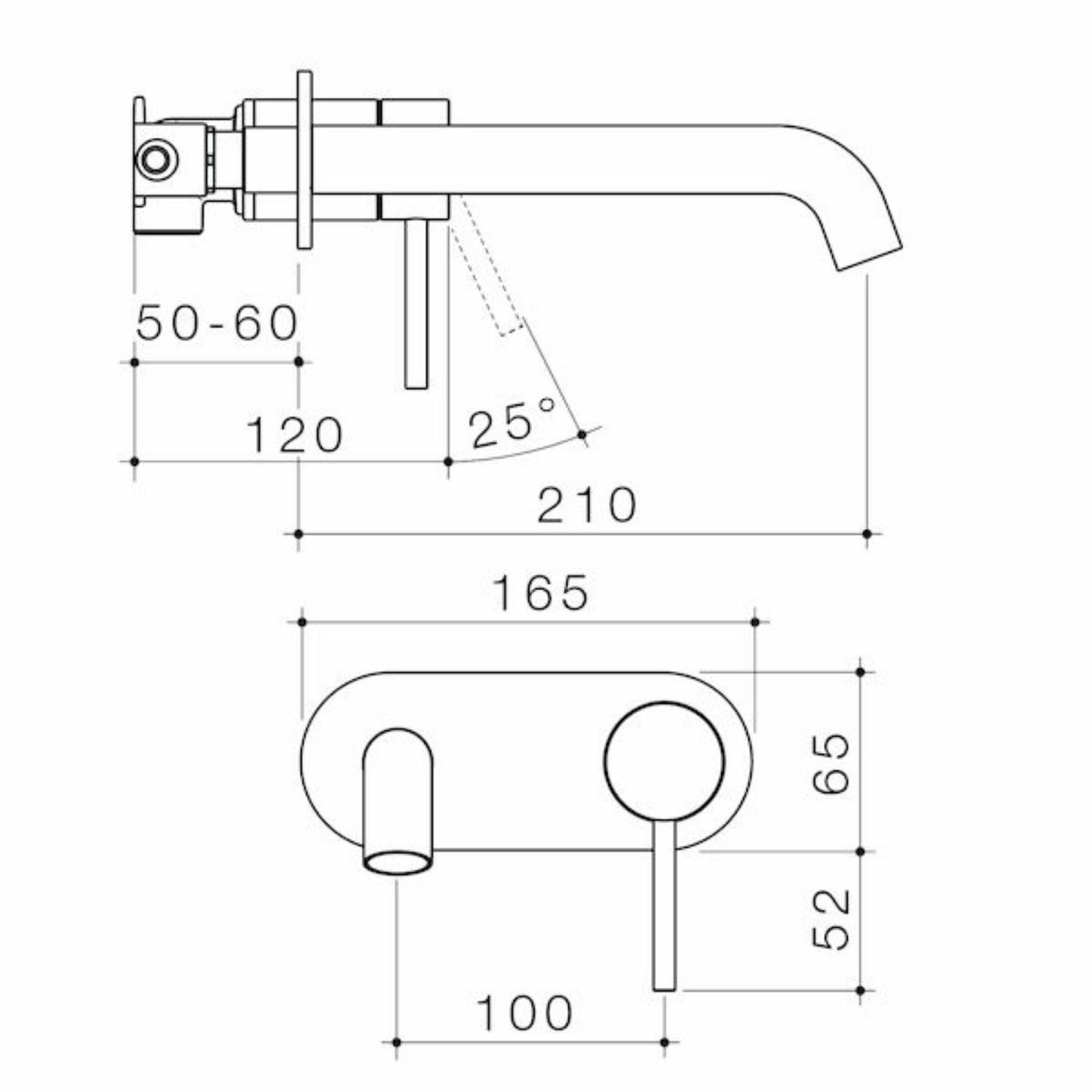 Caroma Liano II Wall Basin/Bath Mixer (Rounded Cover Plate) 210mm - Available in 6 Colours