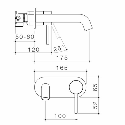 Caroma Liano II Wall Basin/Bath Mixer (Rounded Cover Plate) 175mm - Available in 6 Colours