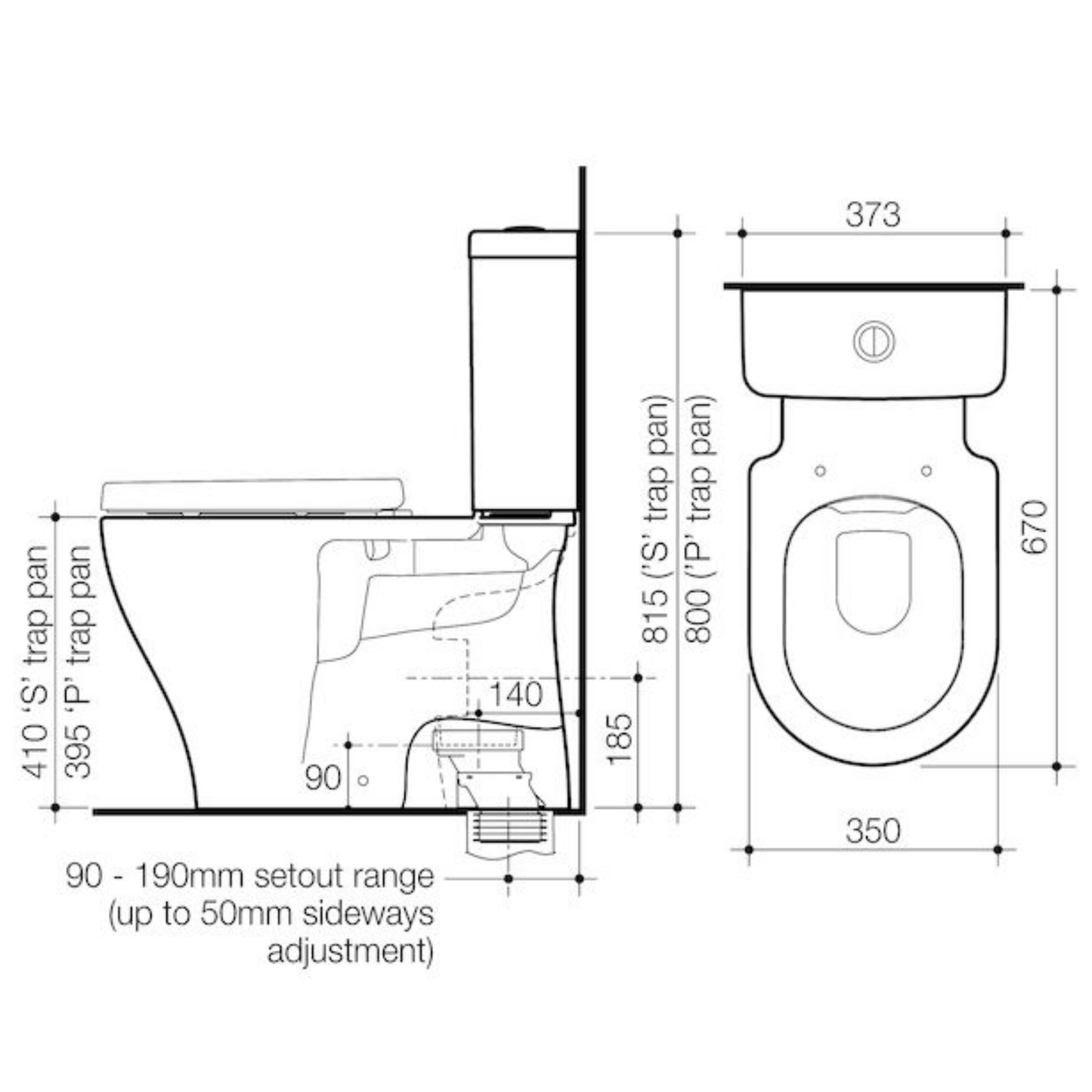 Caroma Luna Cleanflush Close Coupled Toilet Suite | (S-Trap)