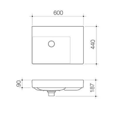 Caroma Urbane II Right Hand Shelf Wall Basin | 600 x 440mm