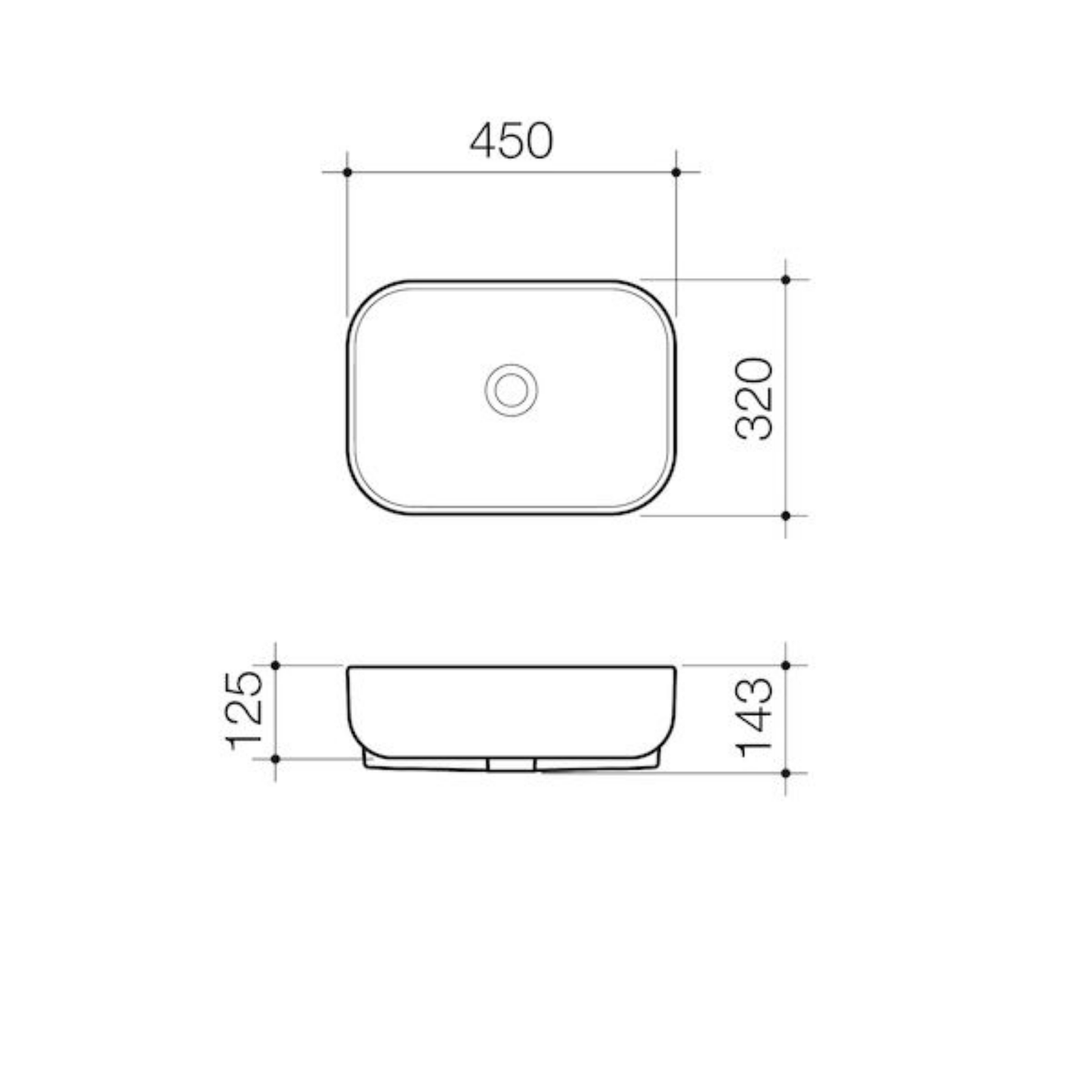 Caroma Luna Semi Recessed Basin | 450 x 320mm