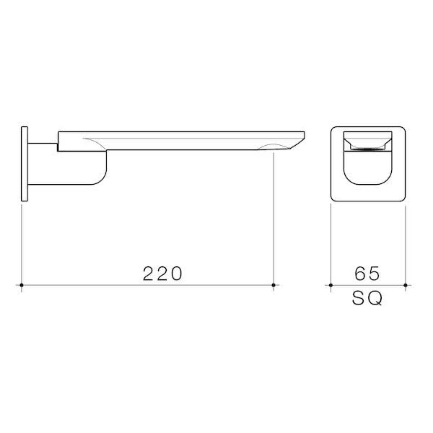 Caroma Urbane II Bath Swivel Spout (Square Cover Plate) 220mm - Available in 5 Colours