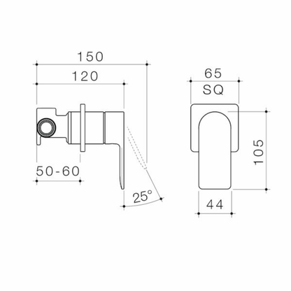 Caroma Urbane II Bath/Shower Mixer (Square Cover Plate) - Available in 5 Colours