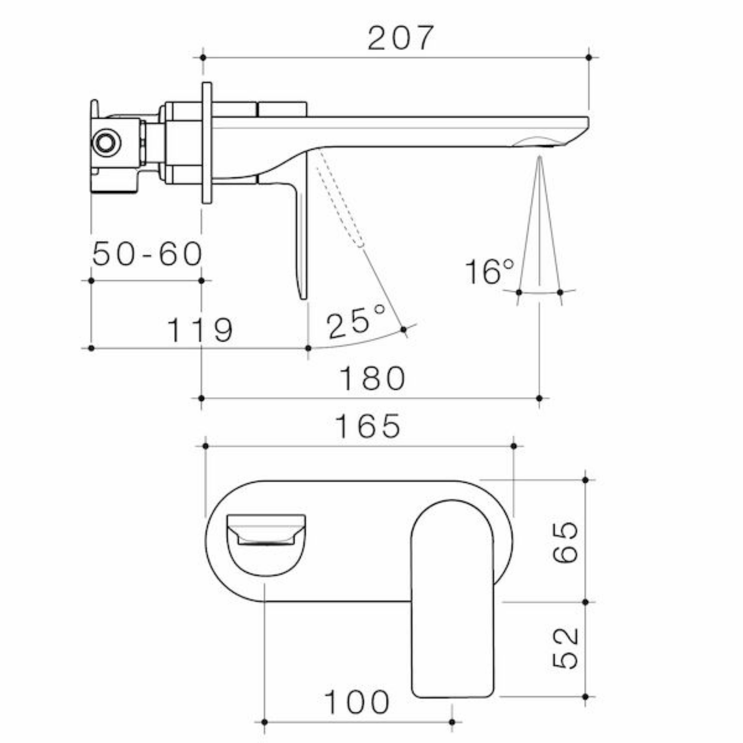 Caroma Urbane II Wall Basin/Bath Mixer (Round Cover Plate) 180mm - Available in 5 Colours