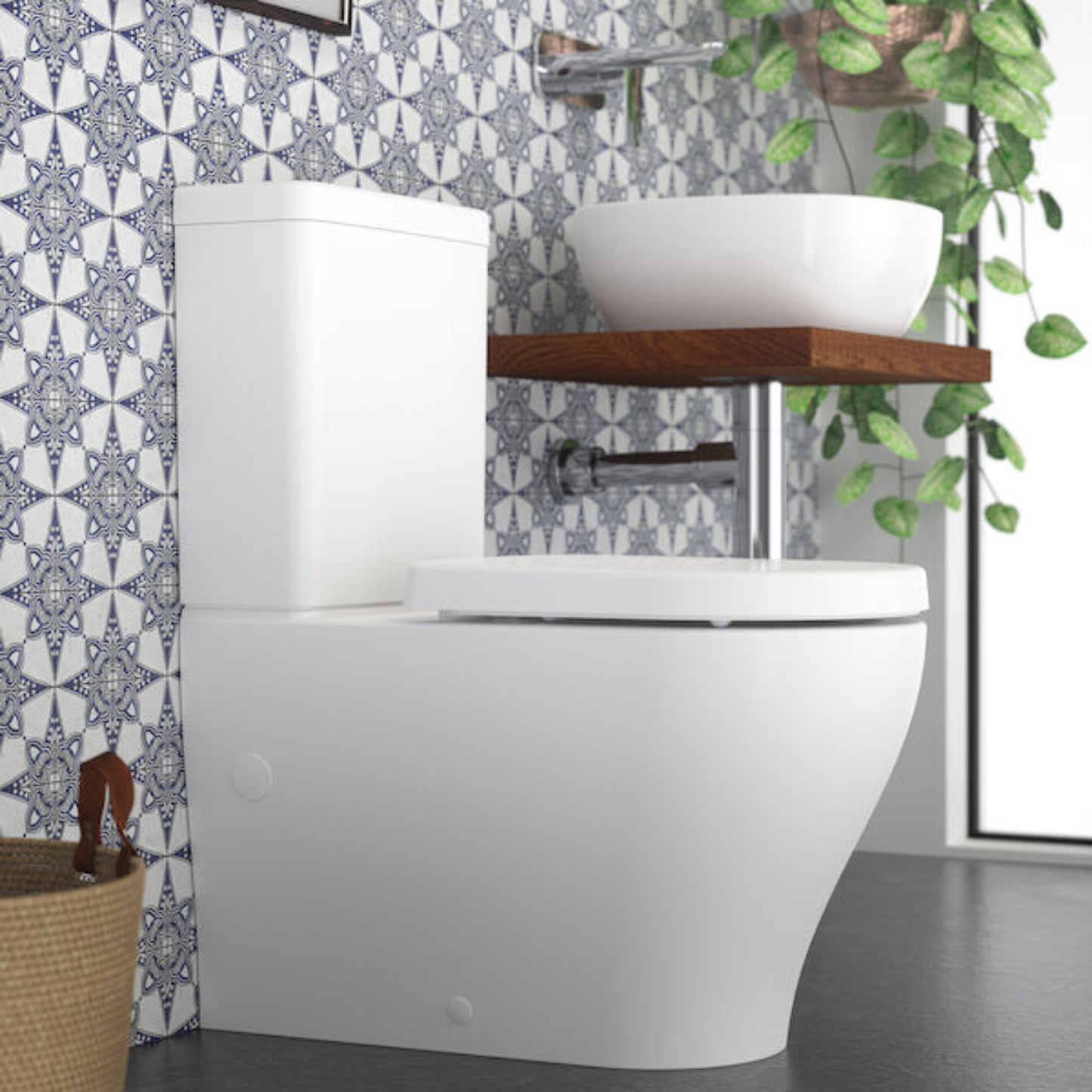 Caroma Luna Cleanflush Wall Faced Toilet Suite - Bottom Inlet