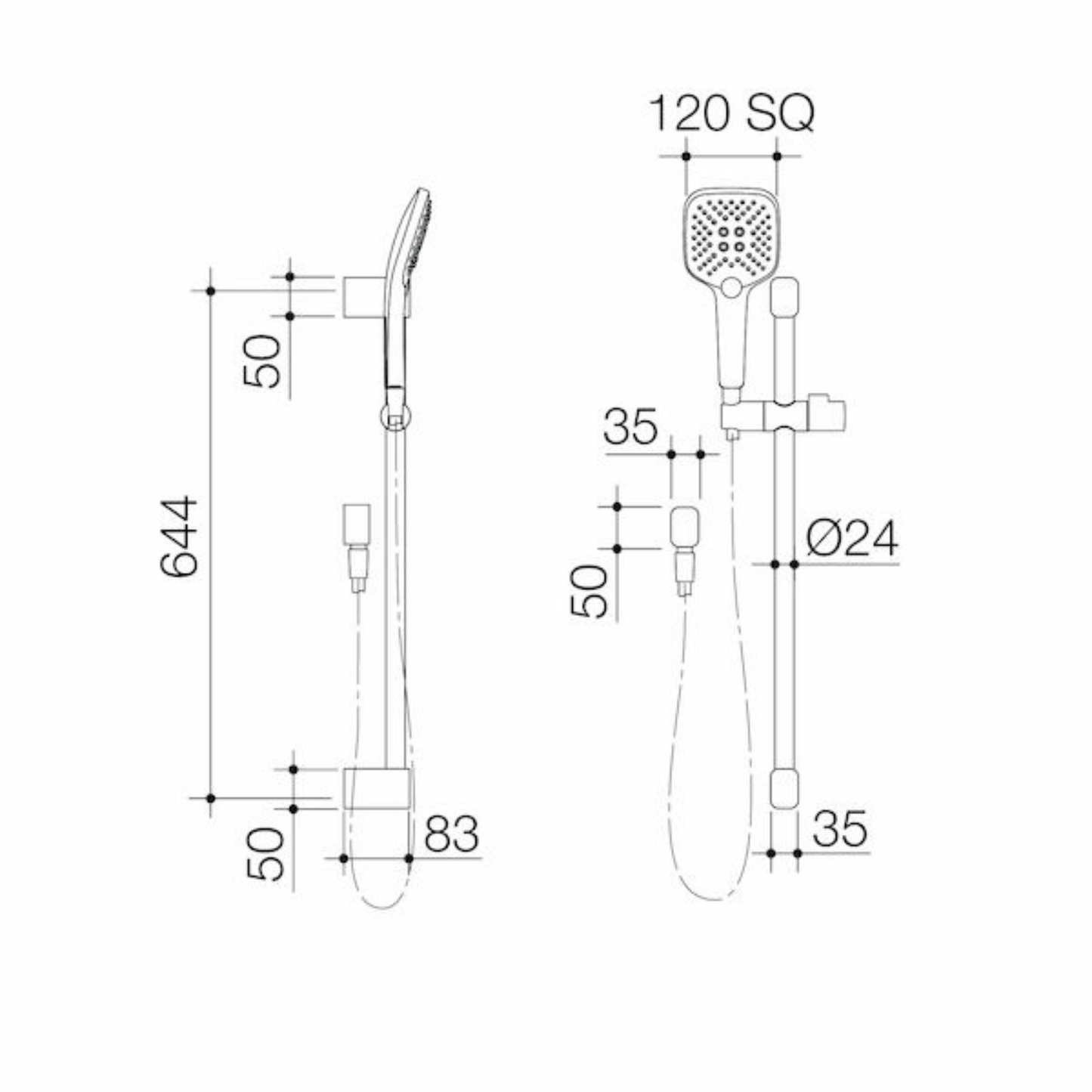 Caroma Luna Multifunction Rail Shower | Available in 4 Colours